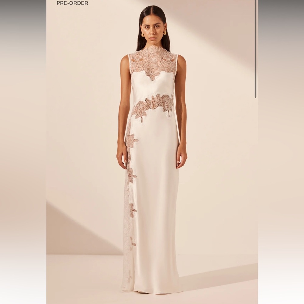 Shona Joy Stratus Lace High Neck Maxi Dress - Ivory